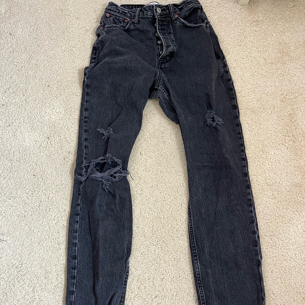 Abercrombie & Fitch Charcoal High Rise Dad Jeans